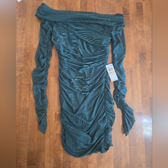 Off-Shoulder Ruched Mini Dress - Picture 4 of 6